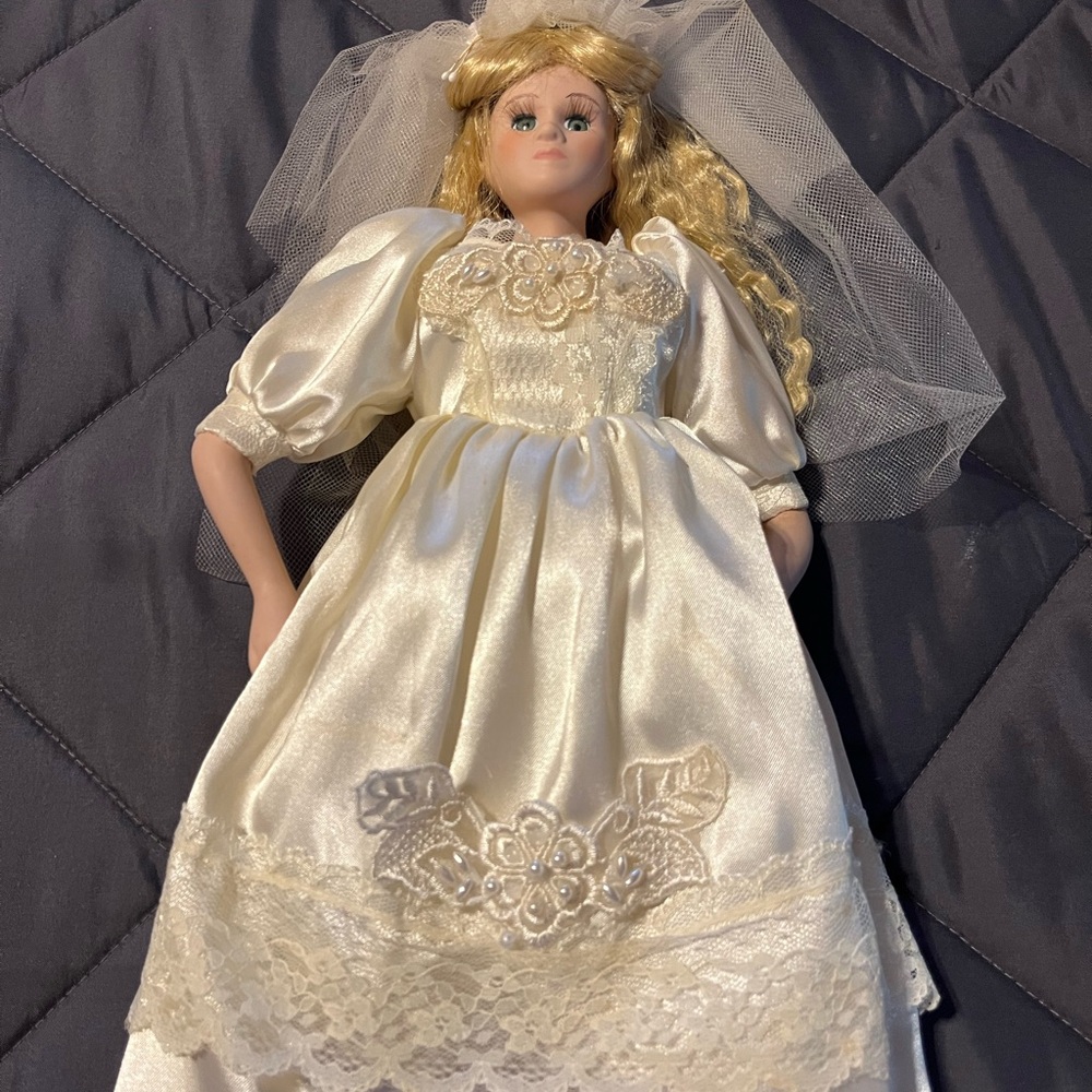 Elegant Cream Doll with Lace Dress